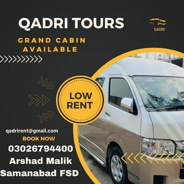 Qadri Rent A Car & Tours
Samanabad FSD
03218523000
03026794400 4