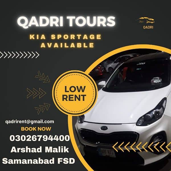 Qadri Rent A Car & Tours
Samanabad FSD
03218523000
03026794400 12