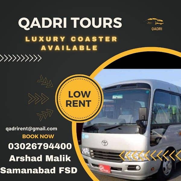 Qadri Rent A Car & Tours
Samanabad FSD
03218523000
03026794400 14