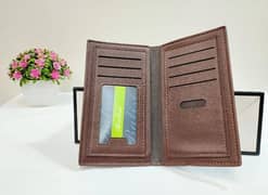 Men's Leather Plain Bifold Long Wallet