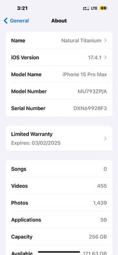 Apple/ Iphone 15 pro Max 256gb UK Model PTA APPROVED