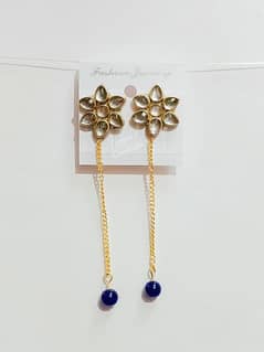 Long Chain Kundan Earrings Handmade Jewellery