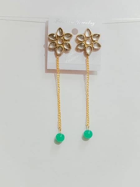 Long Chain Kundan Earrings Handmade Jewellery 1