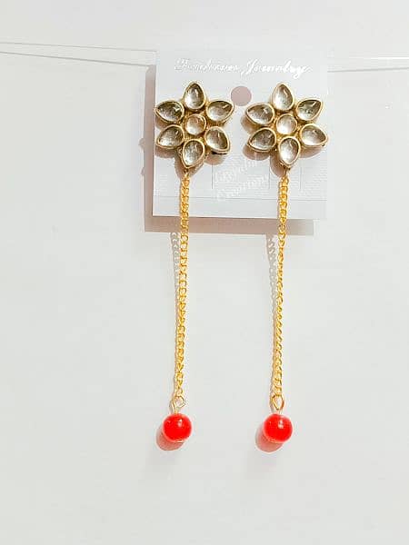 Long Chain Kundan Earrings Handmade Jewellery 3