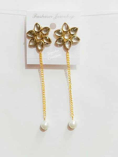Long Chain Kundan Earrings Handmade Jewellery 4