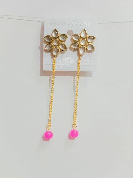 Long Chain Kundan Earrings Handmade Jewellery 5