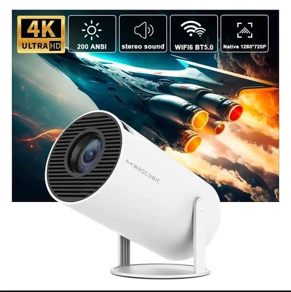 Projector Hy300 4K Android 11 dual WiFi 6 200 Ansi Home cinema 6