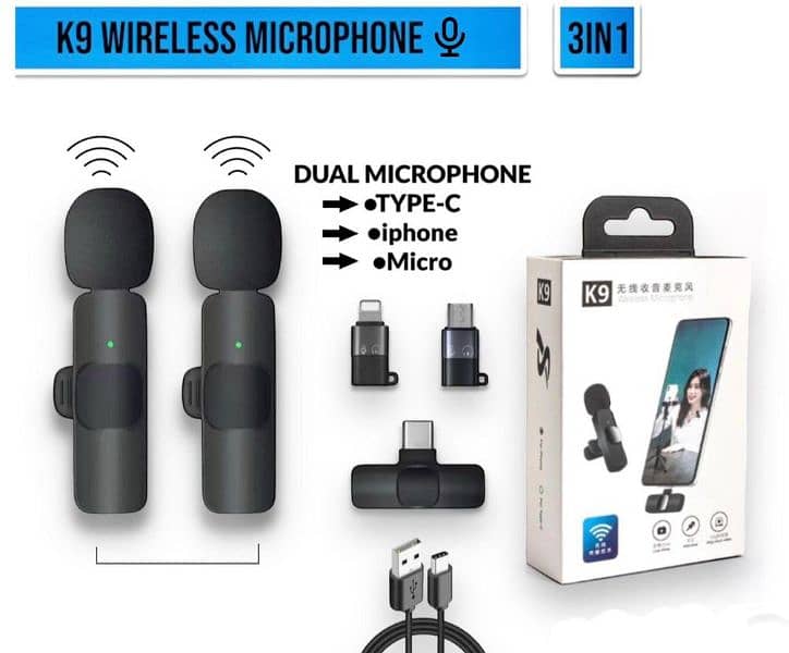 K9 wireless vlogging rechargeable microphone 0