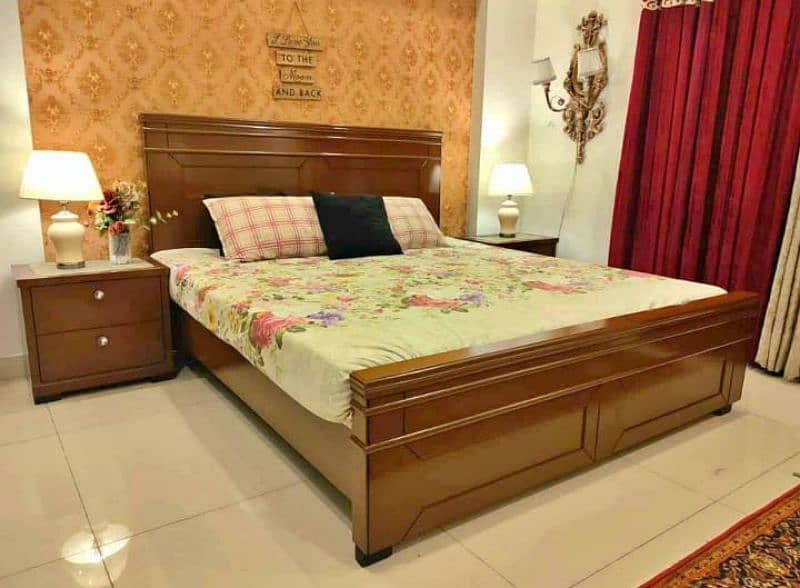 double bed set, sheesham wood bed set, king size bed set, complete set 0