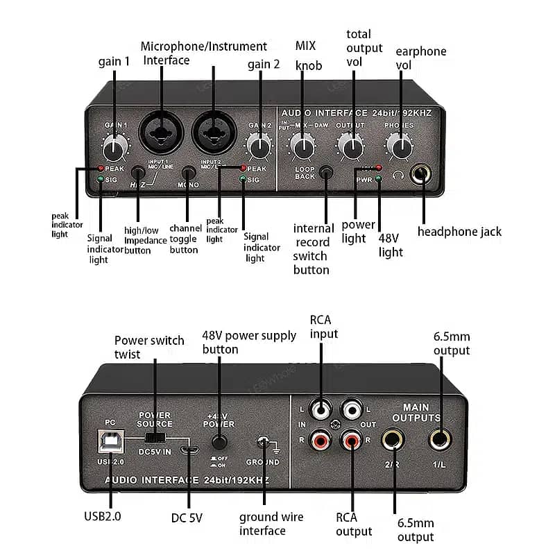 audio interface for songs making, studio recording mixing,voice over 1