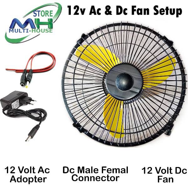 12v Dc fan 12inch size mini opret  on battry/solor/ electric 1