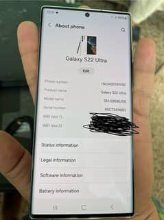 samsung s22 ultra just daba open  12/256 official PTa approved 0