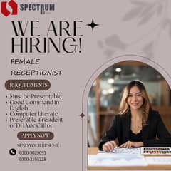 Front Desk Receptionist( Female) Receptionist Job