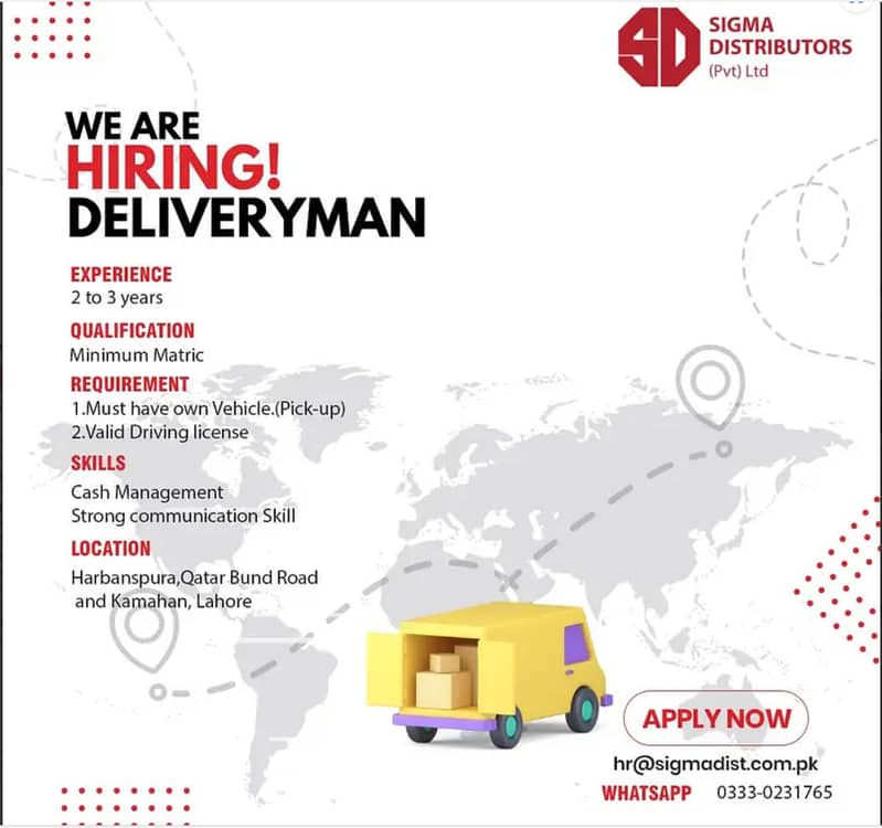 Deliveryman Jobs \ order bookers 0