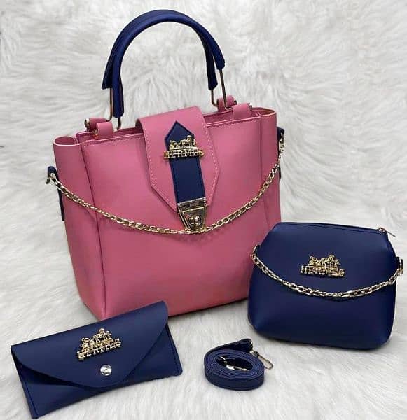 PU Leather Plain Hand Bag For Girls and Women  
* 2