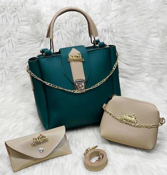 PU Leather Plain Hand Bag For Girls and Women  
* 7