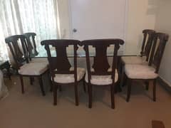 6 seater dining table with glass table for sale 0