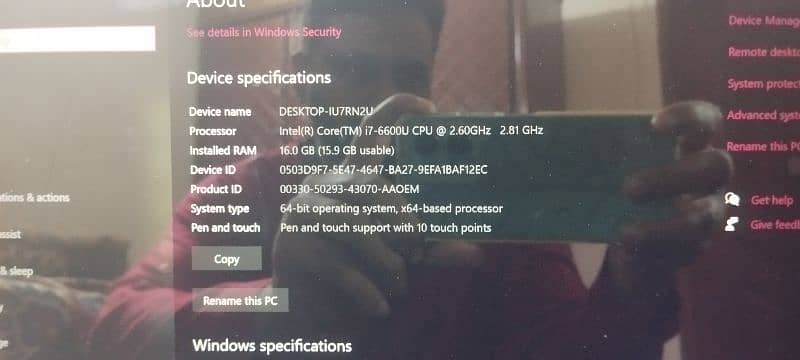 Lenovo ultra slim core i7 6th gen 16GB ram 7