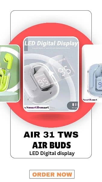 Air 31 TWS Earbuds, LED Digital Display Case 2