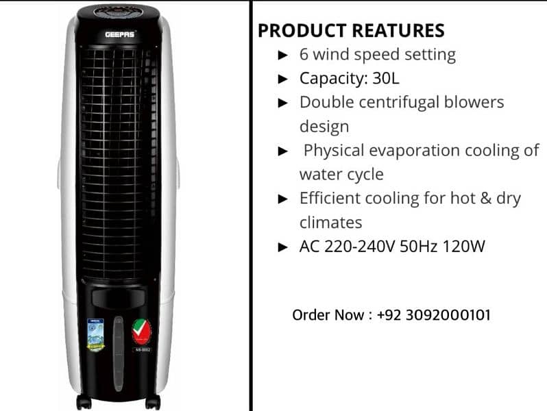 Geepas Air Cooler Brand New Box Peck Model One Year Full Warranty 5