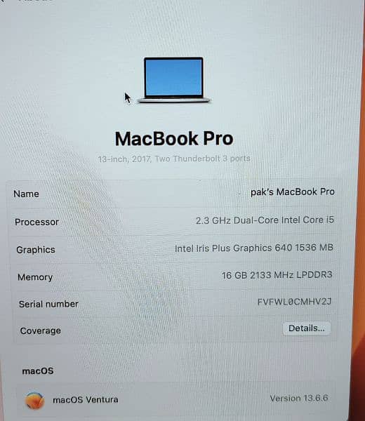 Apple Macbook pro 13 inch 2017 16gb 2