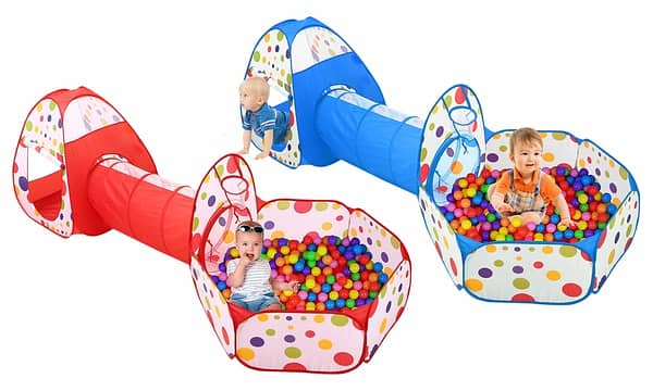 3 in 1 Toddler Kids Play Tunnel Tent Ball Pit In/Outdoor Play Tent 0