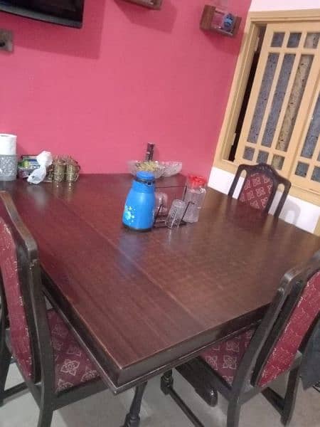 solid wooden dining table and 5 wooden chairs set 1