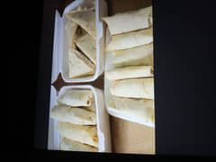 Home made frozen food items rolls samosas