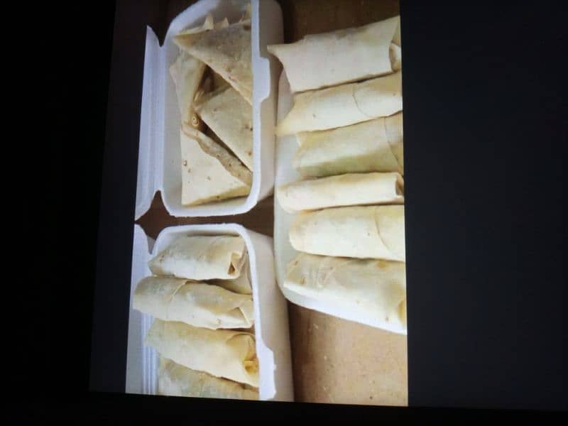 Home made frozen food items rolls samosas 0