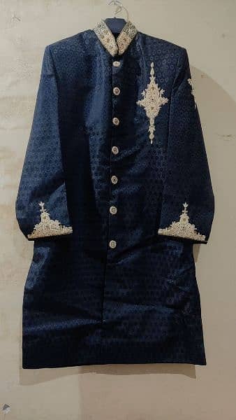 wedding black embroidery sherwani with cap and embroidery khussa. 1