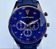 Emporio Armani Mens Tachymeter Triple Chronograph Wrist Watch-blue