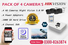 4 CCTV Cameras Pack Ultra HD Resolution (1 Year Warranty)
