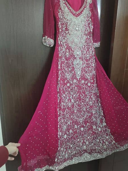 Beautiful Long Pink Maxi Heavy Embroidered 3 piece suit 1