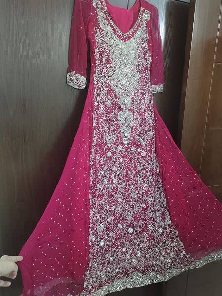 Beautiful Long Pink Maxi Heavy Embroidered 3 piece suit 2