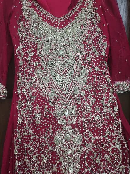 Beautiful Long Pink Maxi Heavy Embroidered 3 piece suit 3