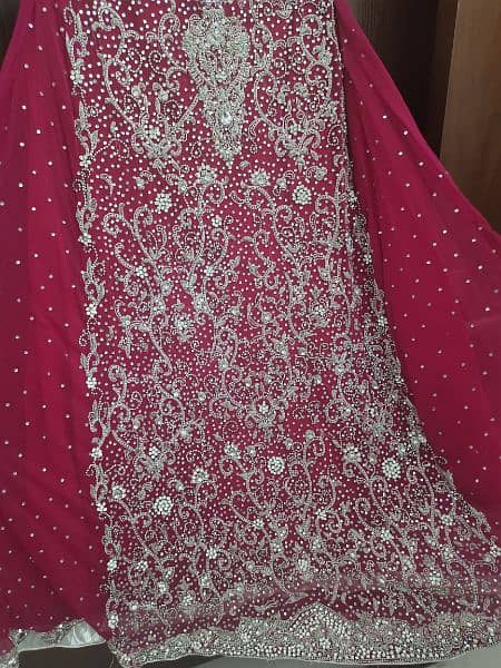 Beautiful Long Pink Maxi Heavy Embroidered 3 piece suit 4