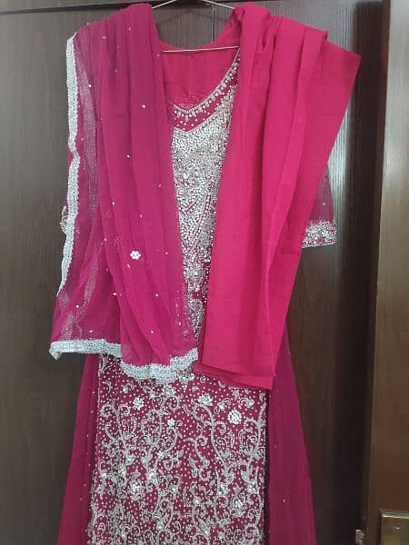 Beautiful Long Pink Maxi Heavy Embroidered 3 piece suit 6