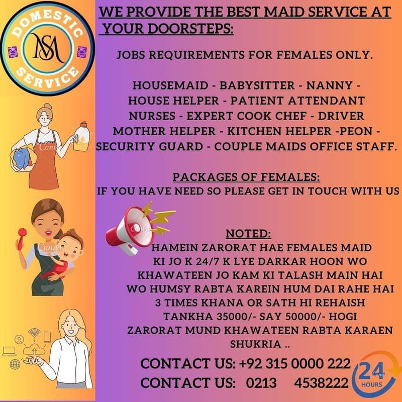 House Maids Available, Helpers, Cook, Couple, Patient Care Available 0