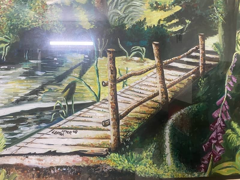 Beautiful Hand painted Landscape - Bridge by the River 5