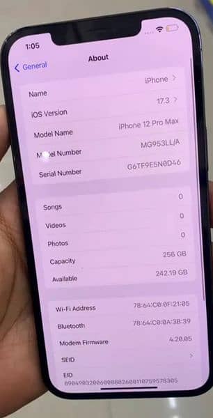 iPhone 12 pro max , Non PTA , Sim time Available, betey health 89 7