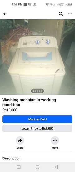 washing machine is waoking condition no work required