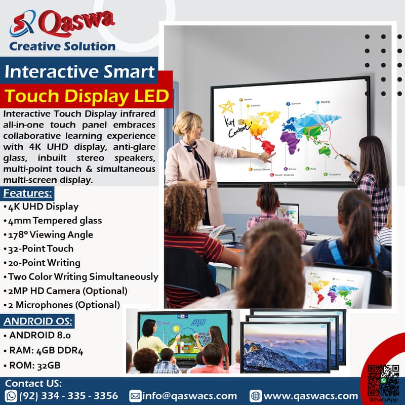 Smart Board, Touch LED, Interactive Whiteboard, Smart Flat Panel LED, 9