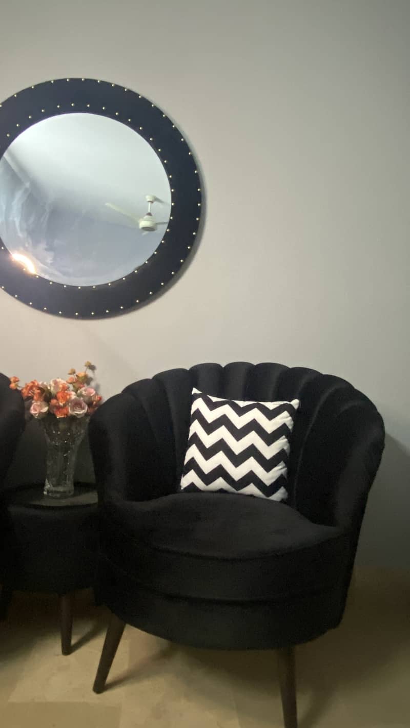 2 Black Coffee Chairs With Mirror 1