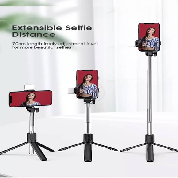 Selfie Stick With Led Light Wireless Bluetooth Foldable Mini Tripod 4