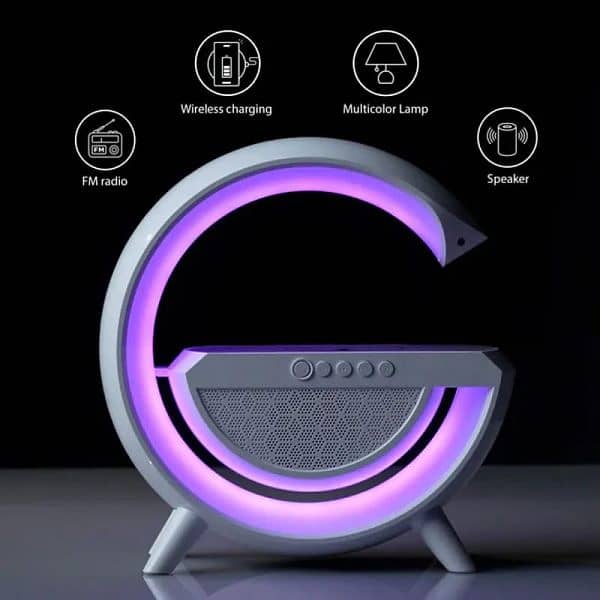 G Shaped Rgb Light Table Lamp With Wireless Charger 1