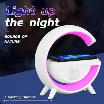 G Shaped Rgb Light Table Lamp With Wireless Charger 2