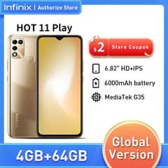 Infinix Hot 11 play. . 4/64  No box  fresh mobile  everything ok