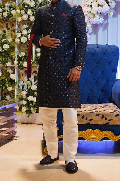 Designer Sherwani navy blue color for groom and formal sherwani 1