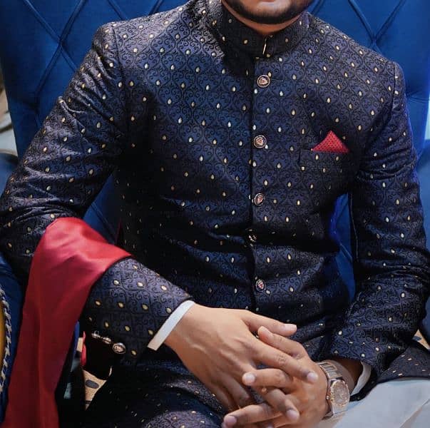 Designer Sherwani navy blue color for groom and formal sherwani 2