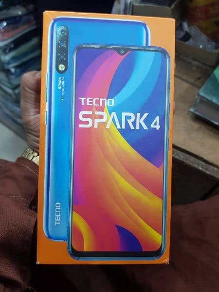 tecno spark4 with box new condition duel sim 7